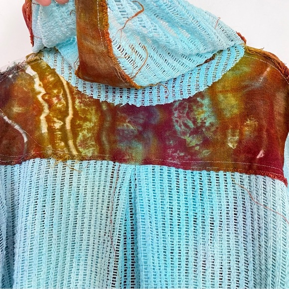 Handmade Tie Dye Hoodie Jacket Womens Size Small Medium Sheer Mesh Cropped - Picture 7 of 14